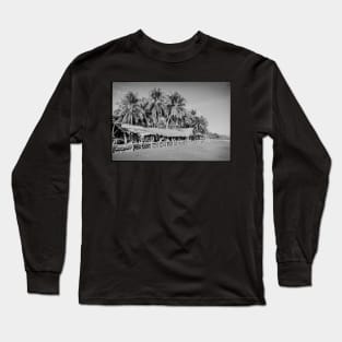 Palm Trees on Tropical Beach Shot on Black and White Film Long Sleeve T-Shirt